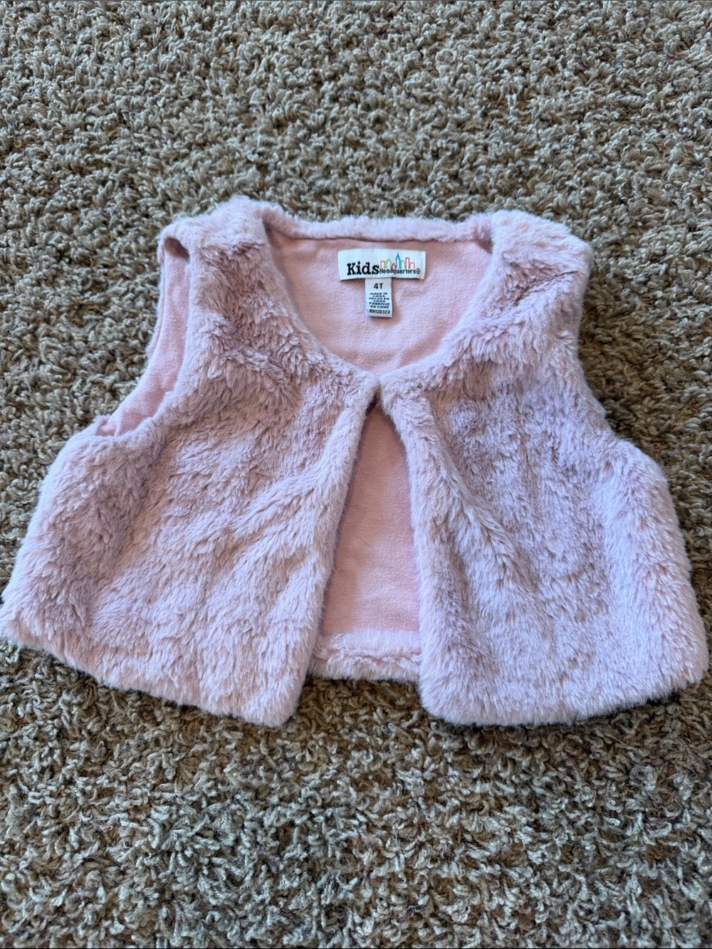 Kids Headquarters Light Pink Plush Faux Fur Vest